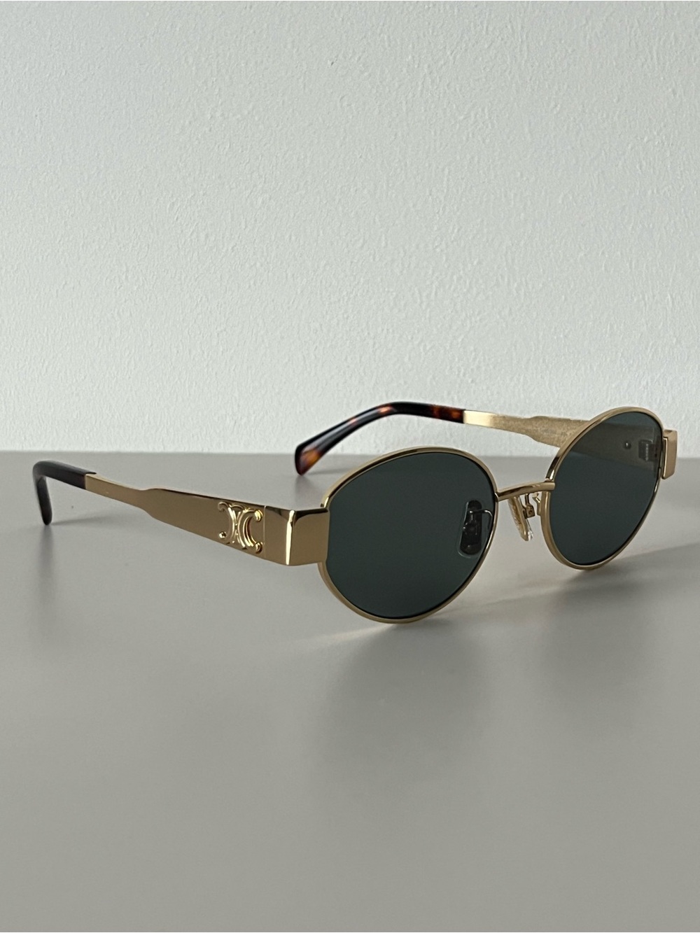 Celine Triomphe Metal 01 Sunglasses Green Lens Gold Frame - Picture 2 of 15